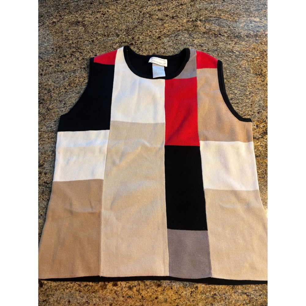 Designers Originals Sleeveless Colorblock Knit Top‎ Size Large Multicolor